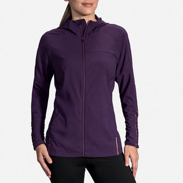 Brooks Canopy Running Jackets - Women's - Purple (06152-DNXW)